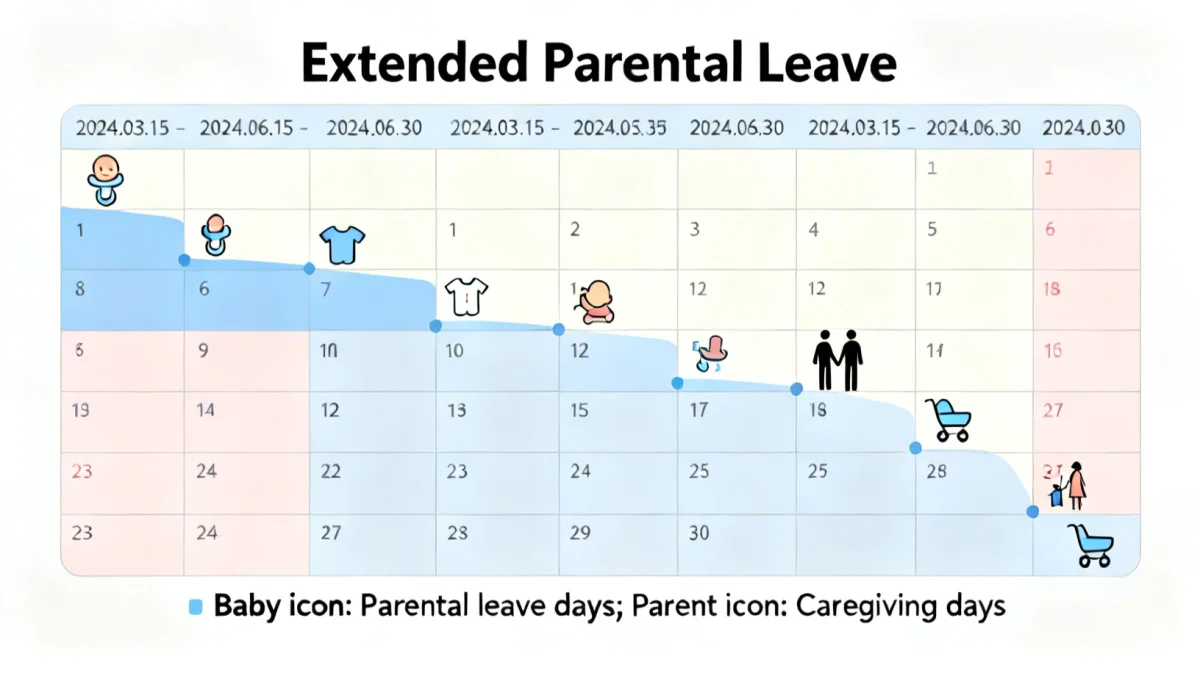Calendrier illustrant l'extension de la durée du congé parental en 2026