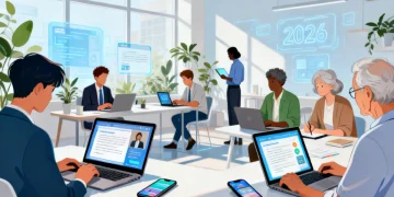 Groupe diversifié étudiant des MOOCs en ligne en 2026 sur leurs appareils, symbolisant l'apprentissage accessible et le développement professionnel.