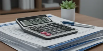 Calculatrice sur des documents financiers d'assurance vie française, symbolisant la planification fiscale pour 2026.