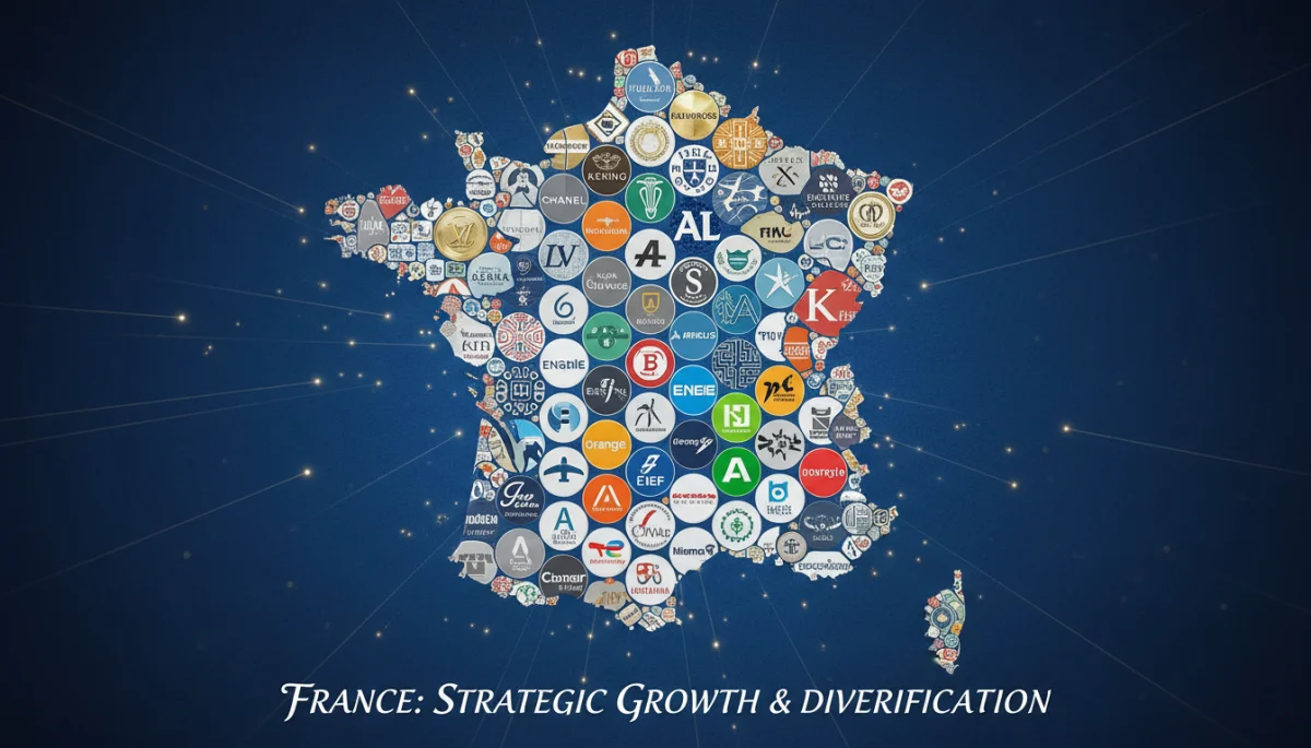 Mosaïque de logos d'entreprises françaises représentant la diversification sectorielle pour un portefeuille d'actions.