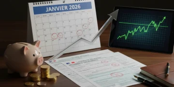 Formulaires fiscaux français et symboles d'épargne et d'investissement avec l'année 2026, illustrant la réforme fiscale.
